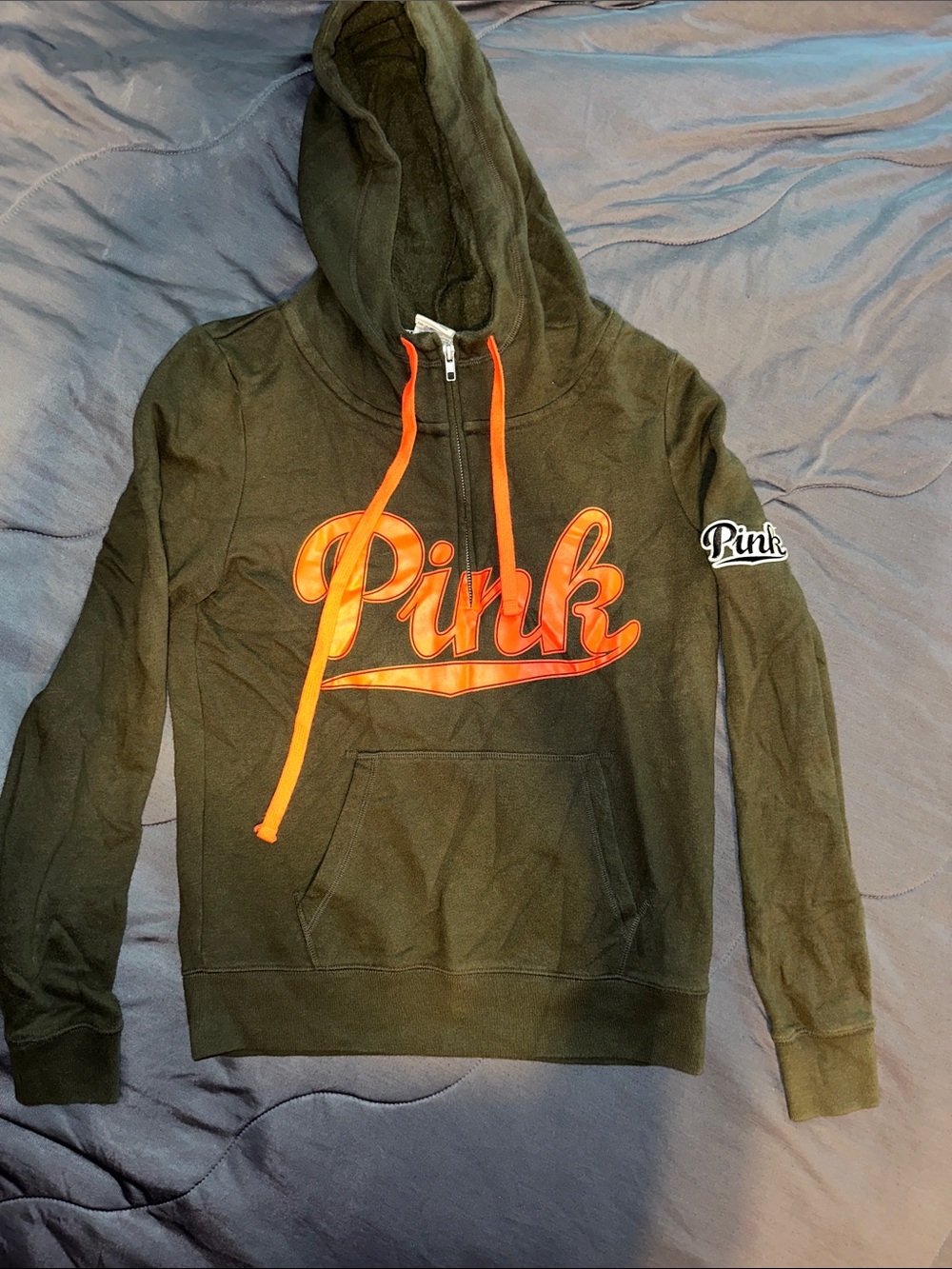 Victoria's Secret Hoodie small with Orange Logo & Drawstrings